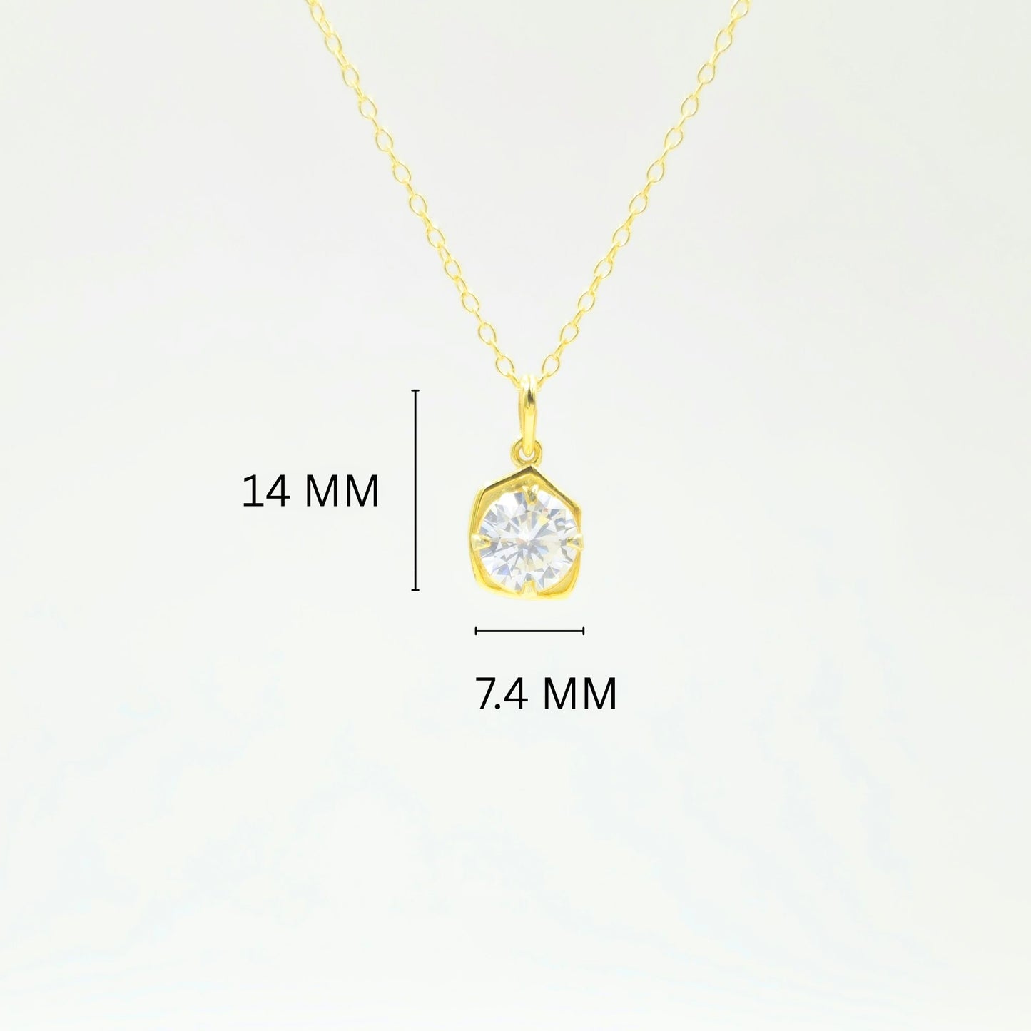 Gold-Plated 925 Sterling Silver Hexagonal Solitaire Pendant and Drop Earrings Set With Cubic Zirconia