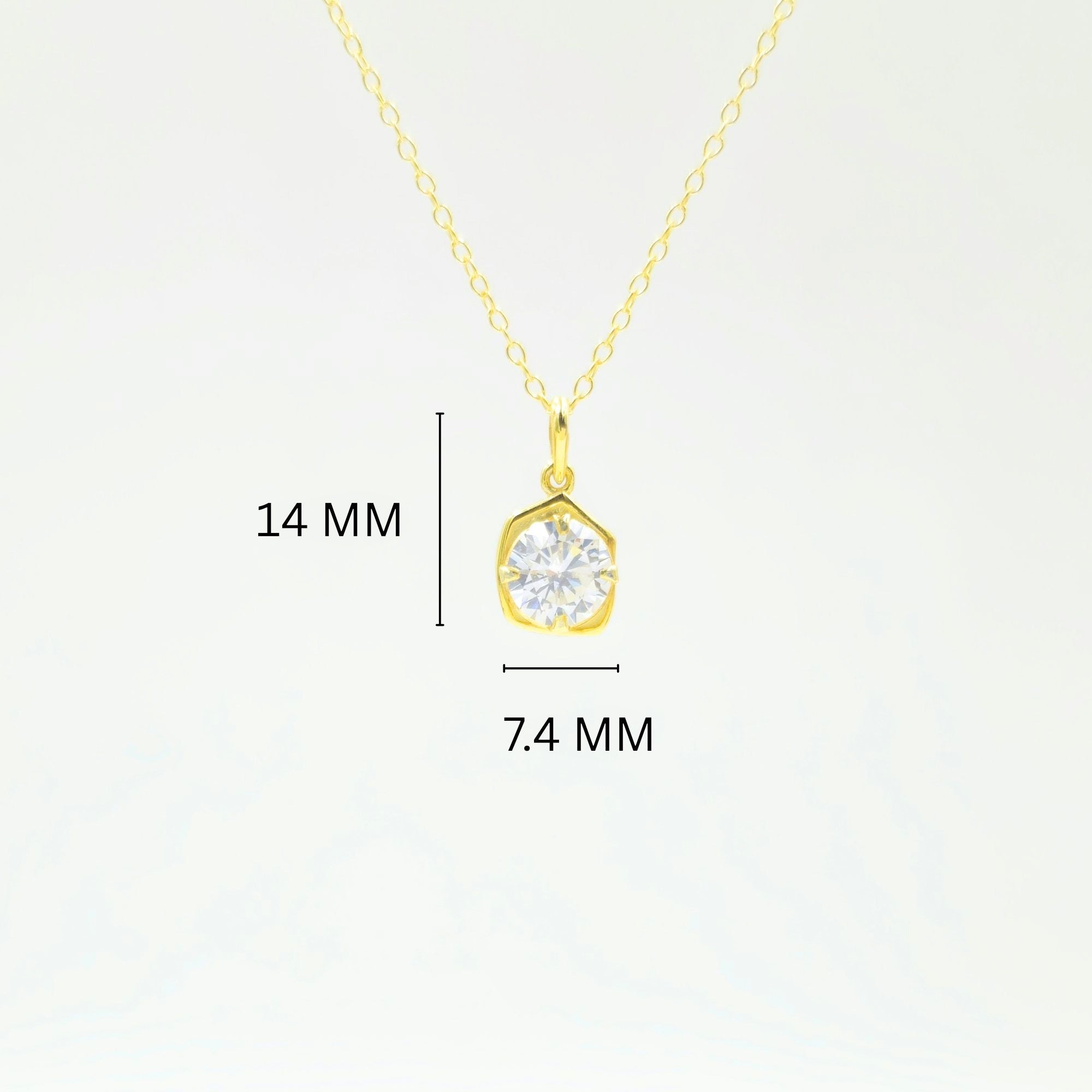 Gold-Plated 925 Sterling Silver Hexagonal Solitaire Pendant and Drop Earrings Set With Cubic Zirconia