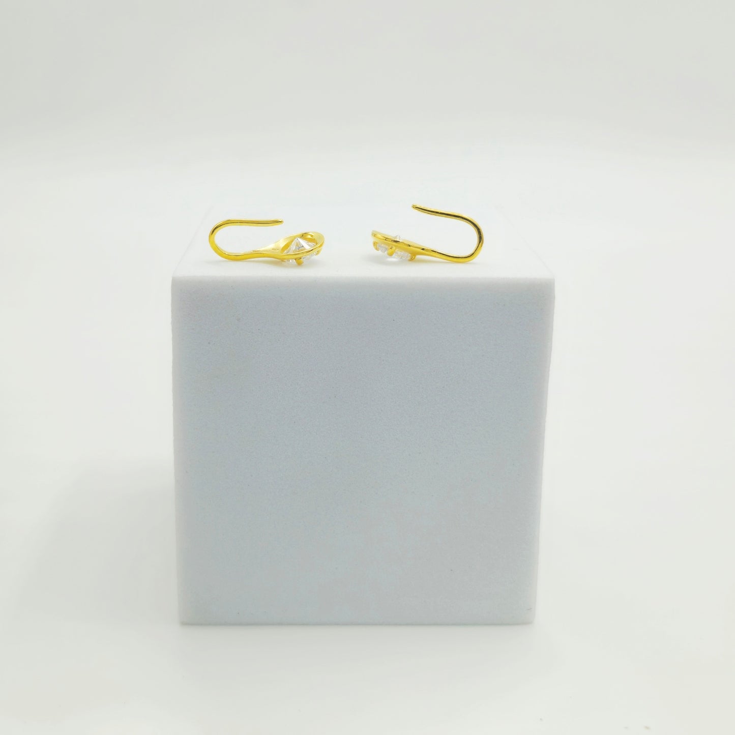 Gold Plated Sterling Silver CZ Solitaire Drop Earrings With Cubic Zirconia