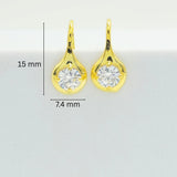 Gold Plated Sterling Silver CZ Solitaire Drop Earrings With Cubic Zirconia