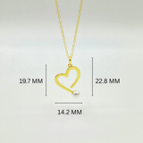 Gold-Plated 925 Sterling Silver Heart Pearl Pendant and Earrings Set
