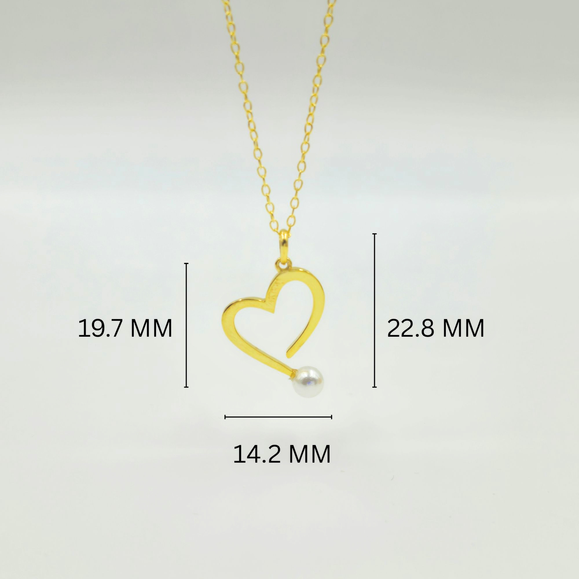 Gold-Plated 925 Sterling Silver Heart Pearl Pendant and Earrings Set