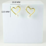 Gold-Plated 925 Sterling Silver Heart Pearl Pendant and Earrings Set