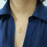 Gold-Plated 925 Sterling Silver Open Flower Pendant and Earrings Jewelry Set