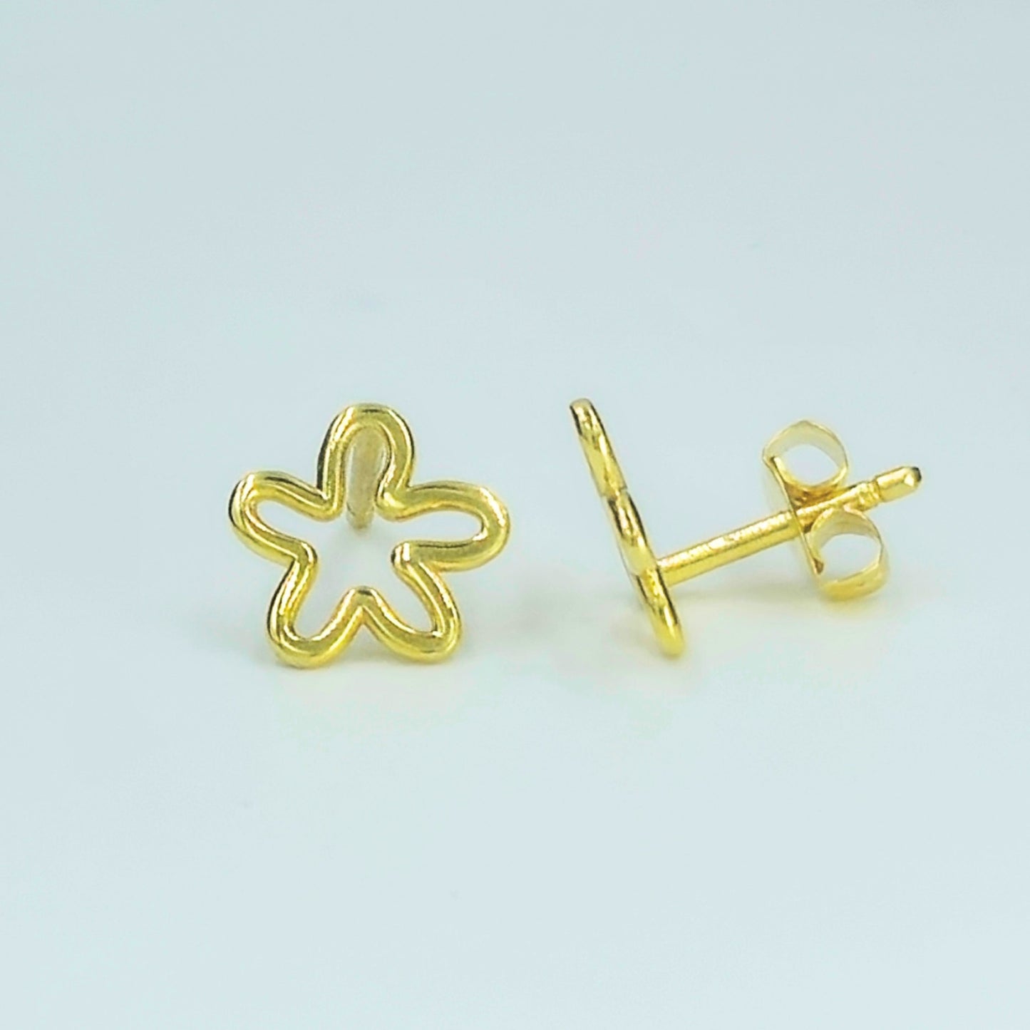 Gold-Plated 925 Sterling Silver Open Flower Pendant and Earrings Jewelry Set