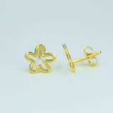 Gold-Plated 925 Sterling Silver Open Flower Pendant and Earrings Jewelry Set