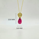 Gold-Plated 925 Sterling Silver Ruby Red Teardrop Pendant and Drop Earrings Set