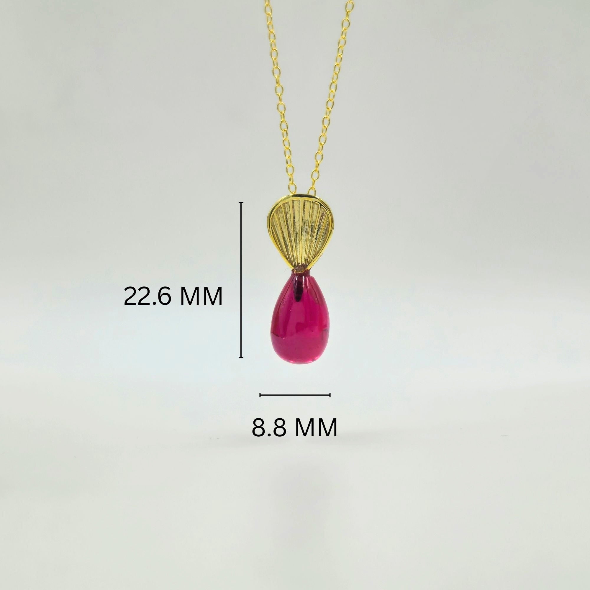 Gold-Plated 925 Sterling Silver Ruby Red Teardrop Pendant and Drop Earrings Set