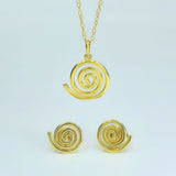 Gold-Plated 925 Sterling Silver Spiral Pendant and Earrings Jewelry Set