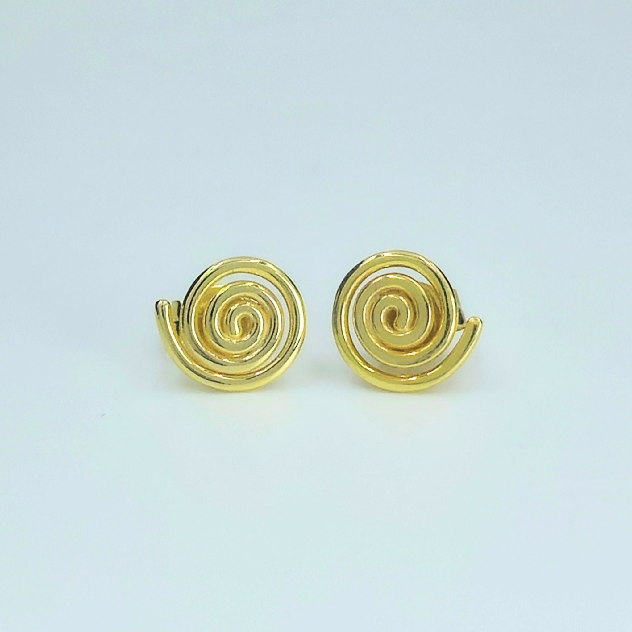 Gold-Plated 925 Sterling Silver Spiral Pendant and Earrings Jewelry Set