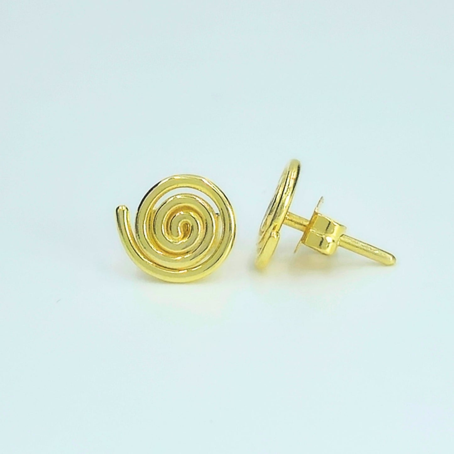 Gold-Plated 925 Sterling Silver Spiral Pendant and Earrings Jewelry Set