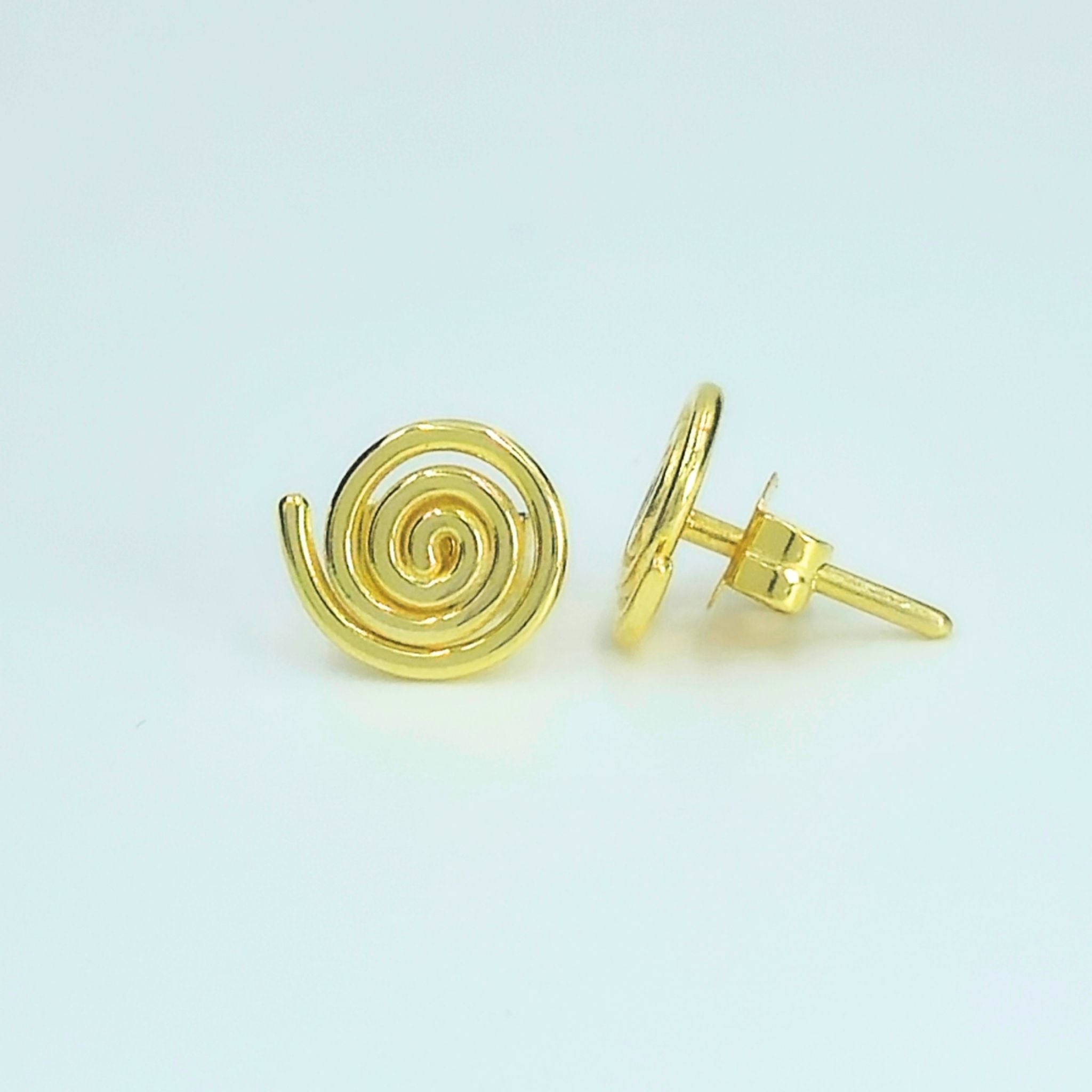 Gold-Plated 925 Sterling Silver Spiral Pendant and Earrings Jewelry Set