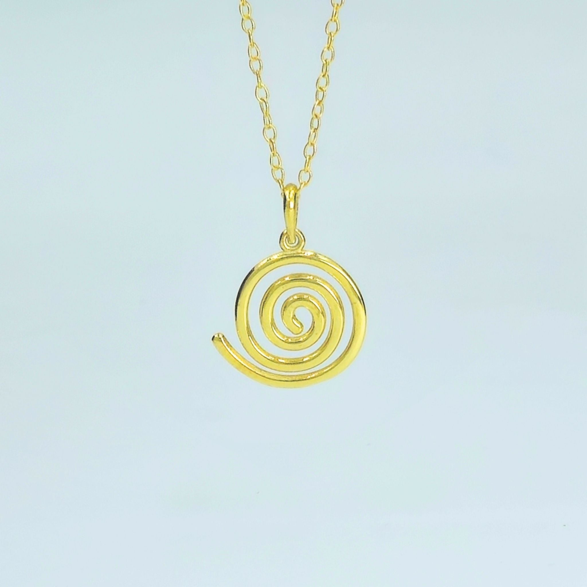 Gold-Plated 925 Sterling Silver Spiral Pendant and Earrings Jewelry Set