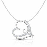 Graceful Swirl Heart Lab-Grown Diamond Pendant in 925 Sterling Silver