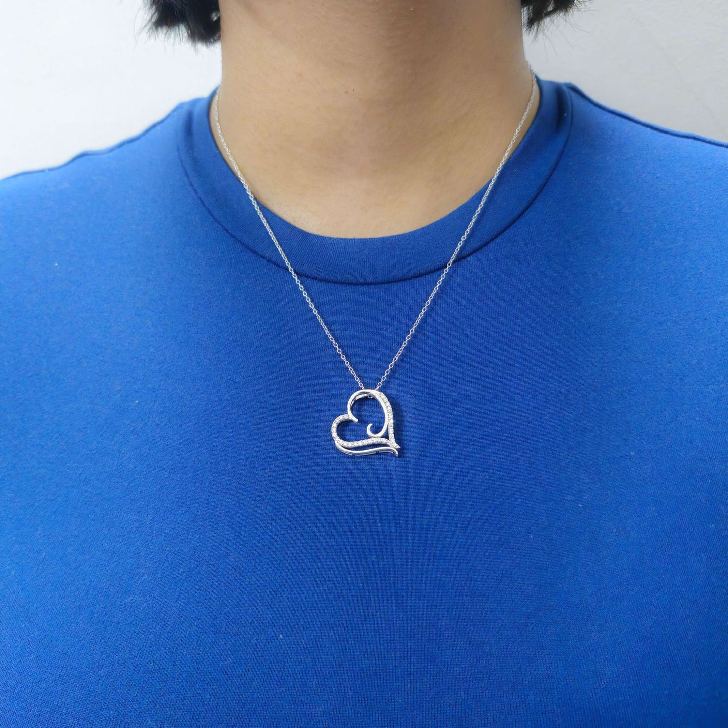 Graceful Swirl Heart Lab-Grown Diamond Pendant in 925 Sterling Silver