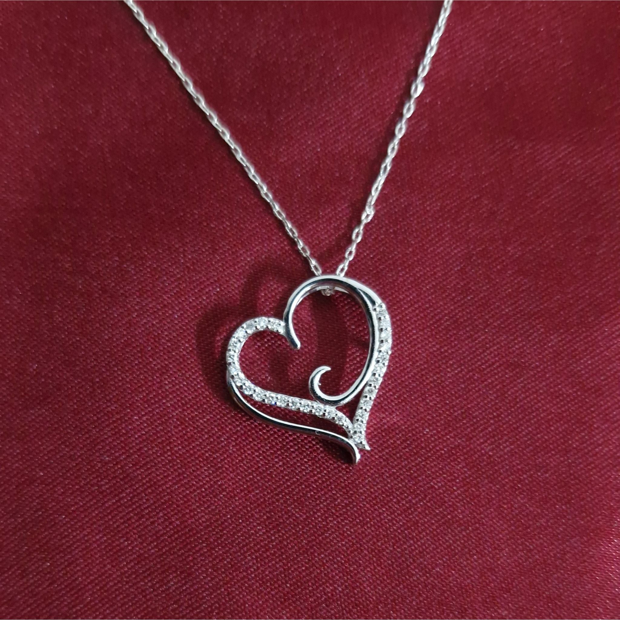 Graceful Swirl Heart Lab-Grown Diamond Pendant in 925 Sterling Silver