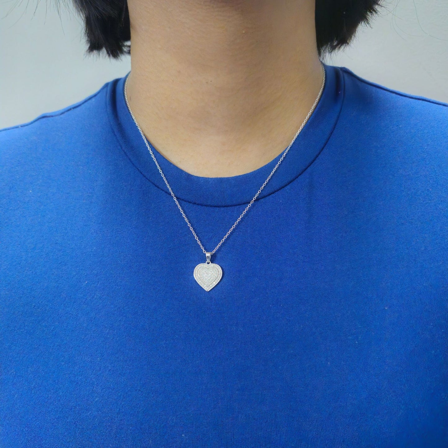 Heart-Shaped Lab-Grown Diamond Pendant Necklace in Sterling Silver