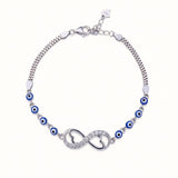 925 Sterling Silver Evil Eye Chain Bracelet with Cubic Zirconia