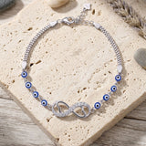 925 Sterling Silver Evil Eye Chain Bracelet with Cubic Zirconia