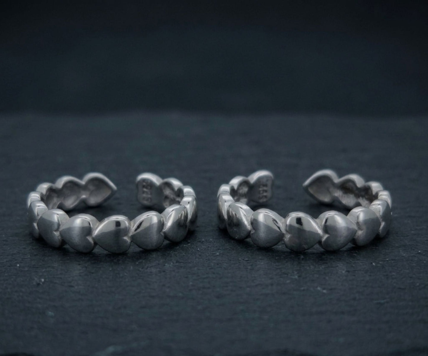 925 Sterling Silver Heart Toe Rings