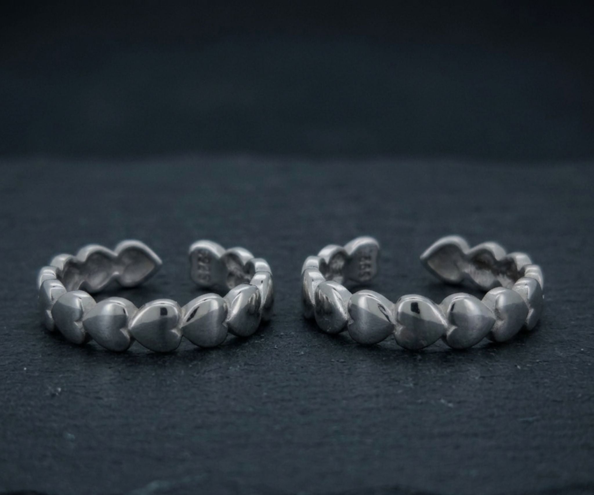 925 Sterling Silver Heart Toe Rings