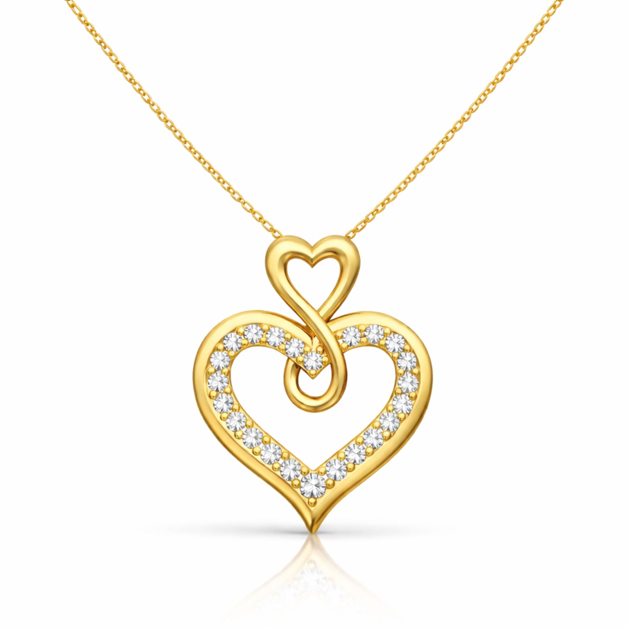 Infinity Heart Lab-Grown Diamond Pendant in 925 Sterling Silver