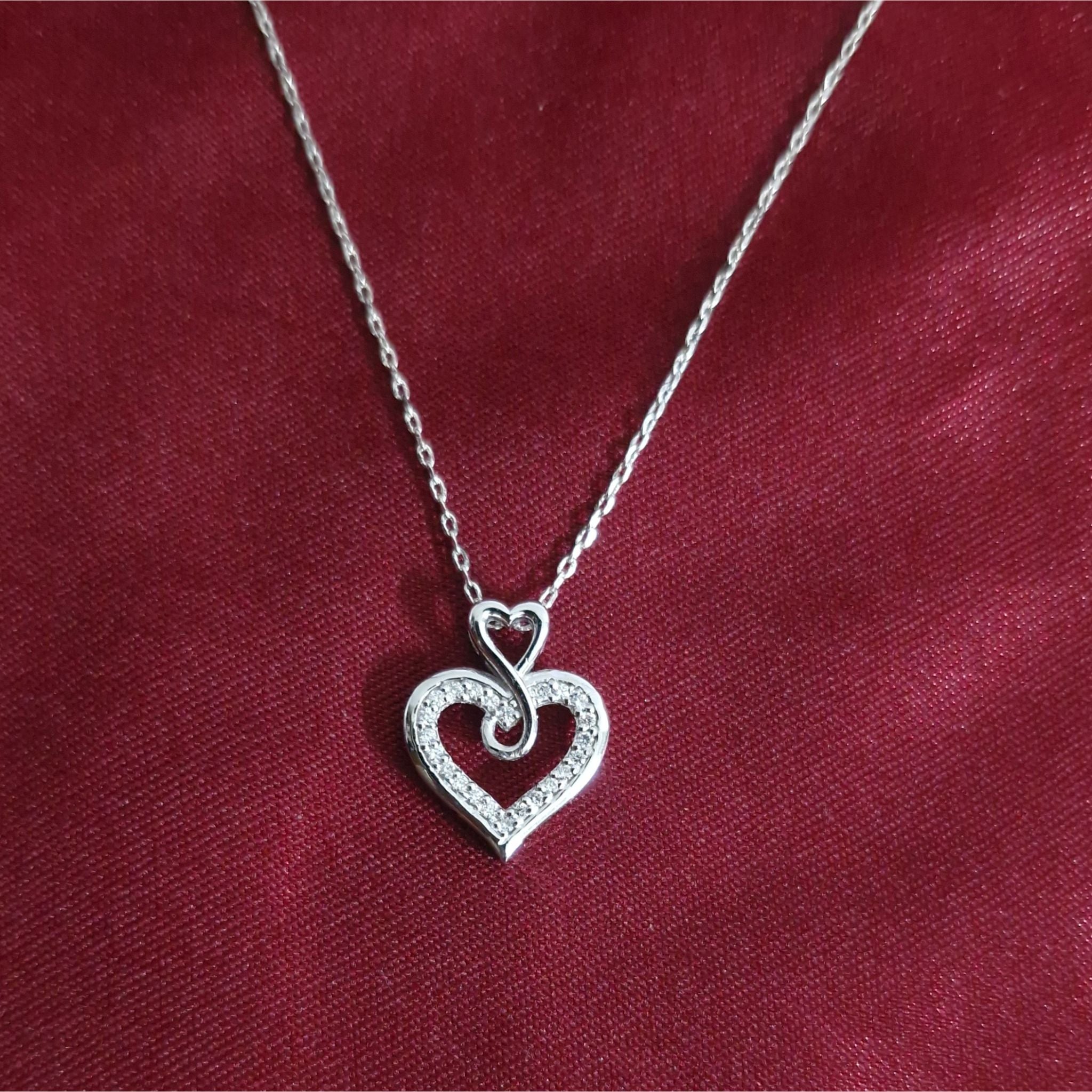 Infinity Heart Lab-Grown Diamond Pendant in 925 Sterling Silver
