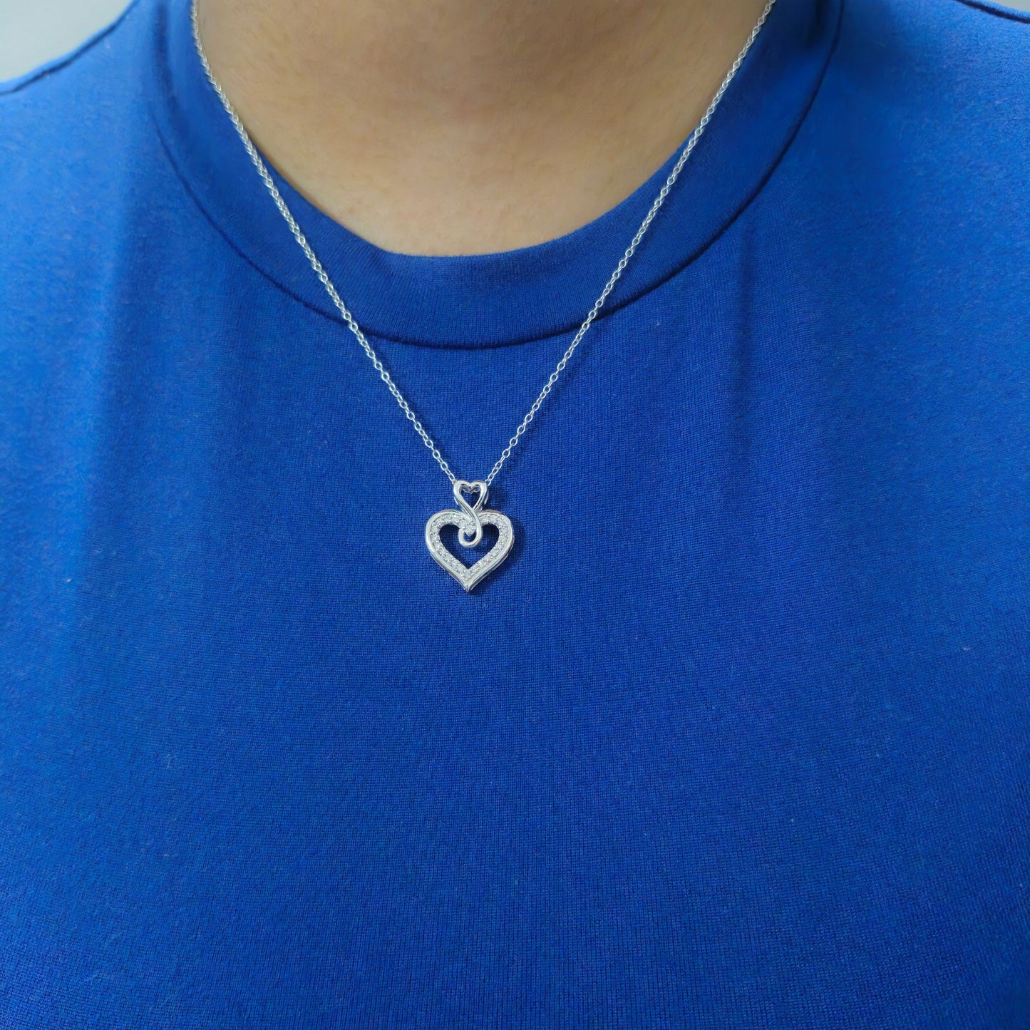 Infinity Heart Lab-Grown Diamond Pendant in 925 Sterling Silver