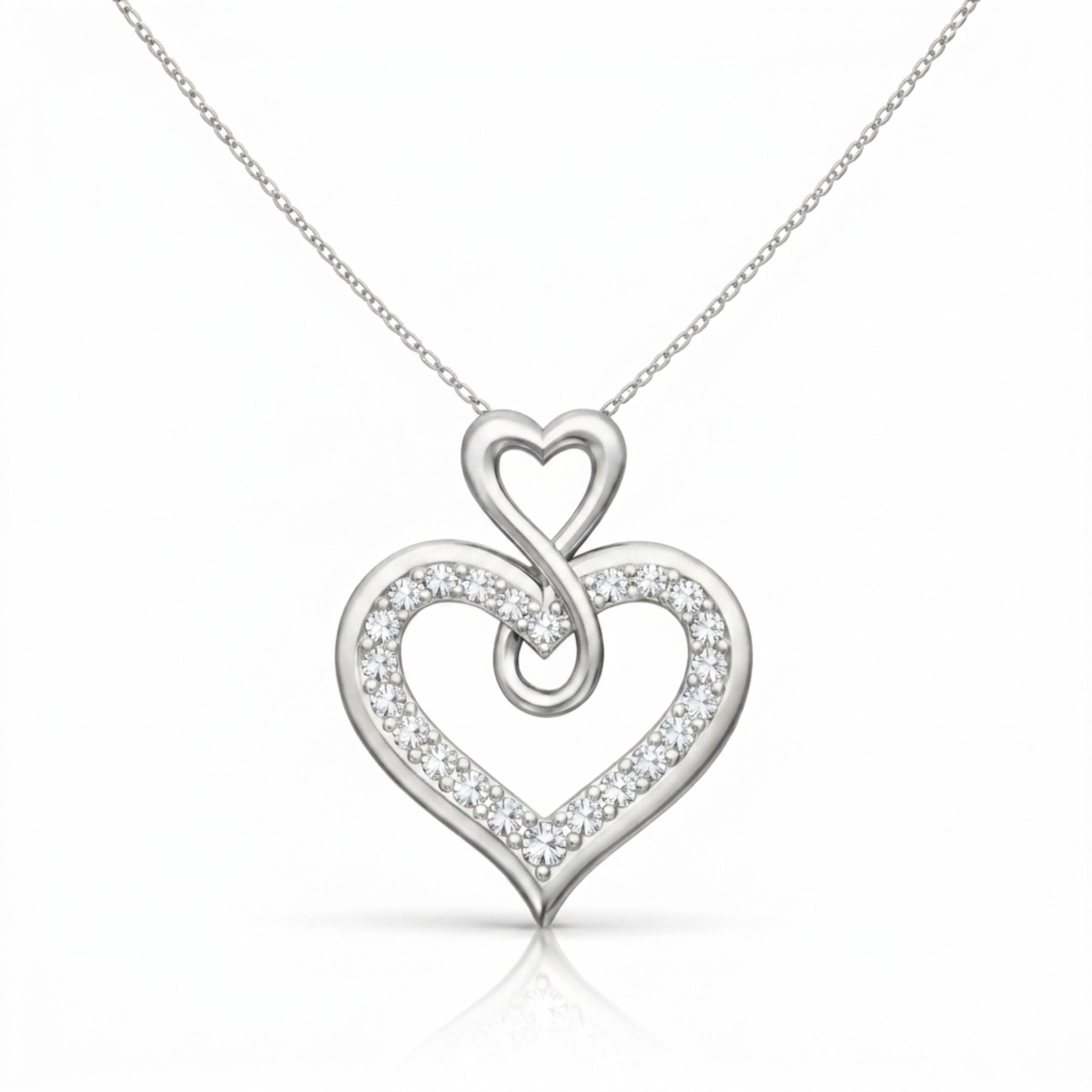 Infinity Heart Lab-Grown Diamond Pendant in 925 Sterling Silver with Chain