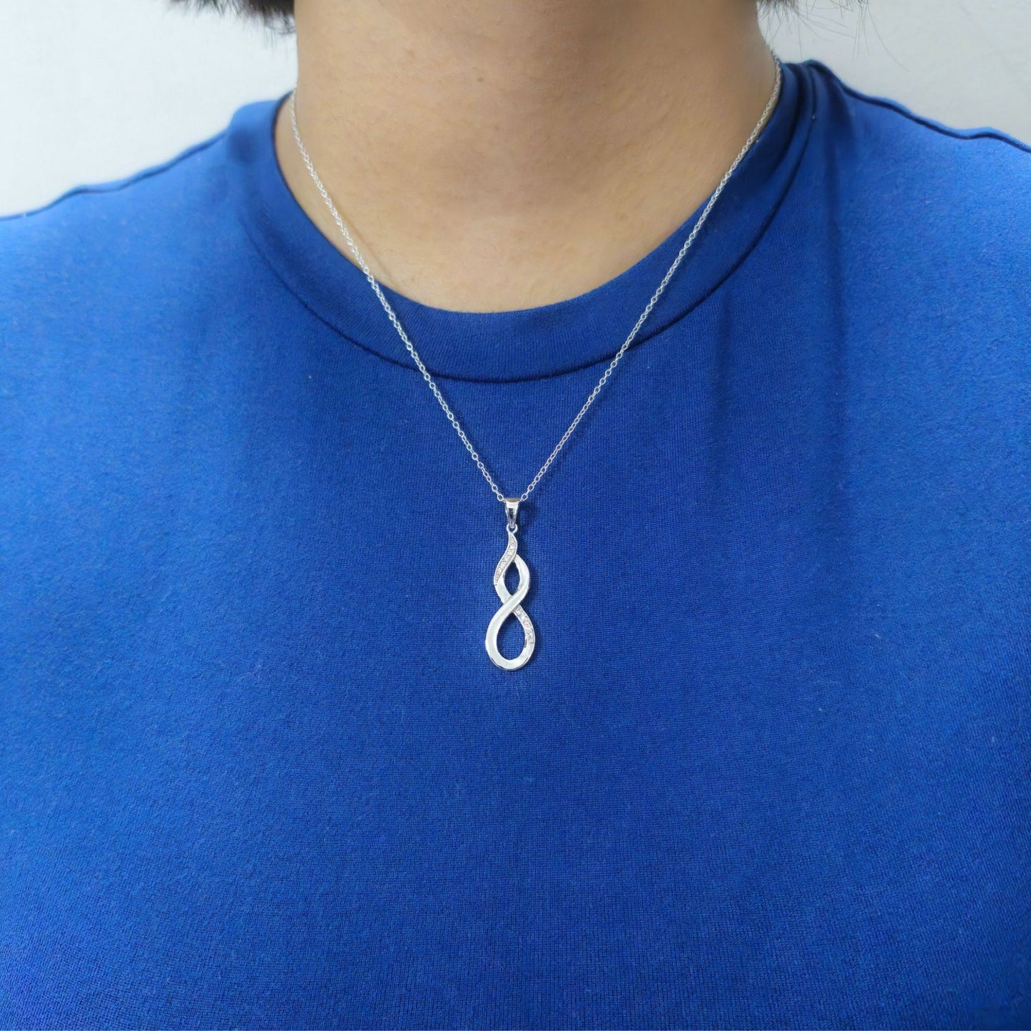 Infinity Twist Lab-Grown Diamond Pendant in Sterling Silver