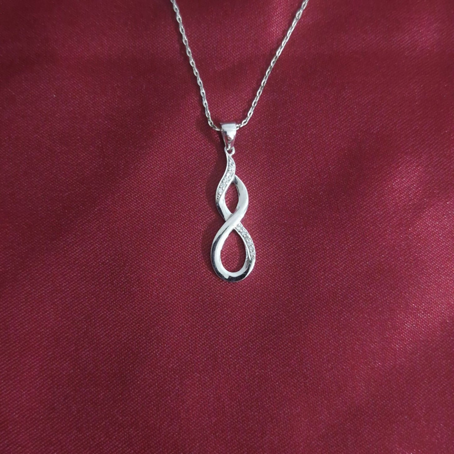 Infinity Twist Lab-Grown Diamond Pendant in Sterling Silver