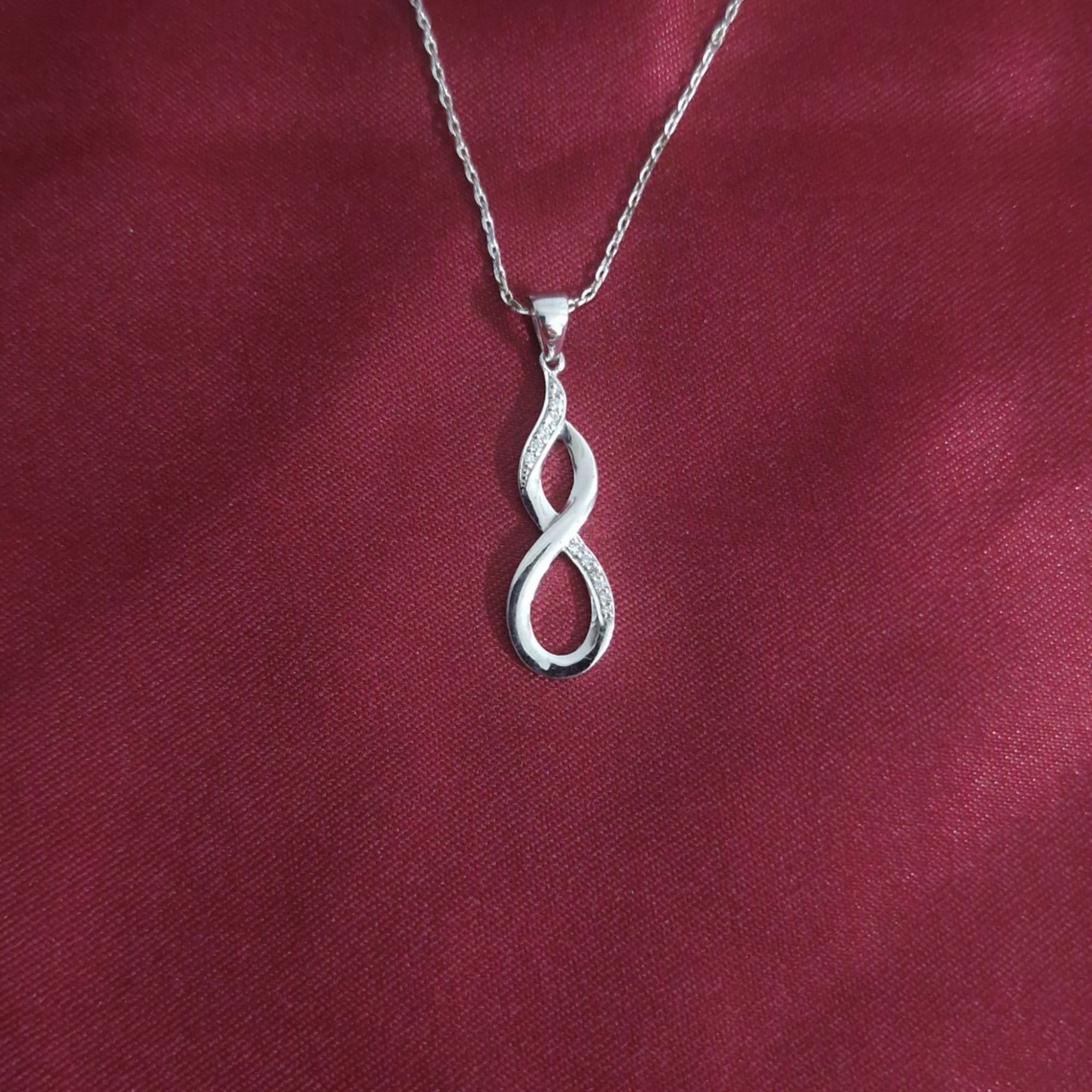 Infinity Twist Lab-Grown Diamond Pendant in Sterling Silver