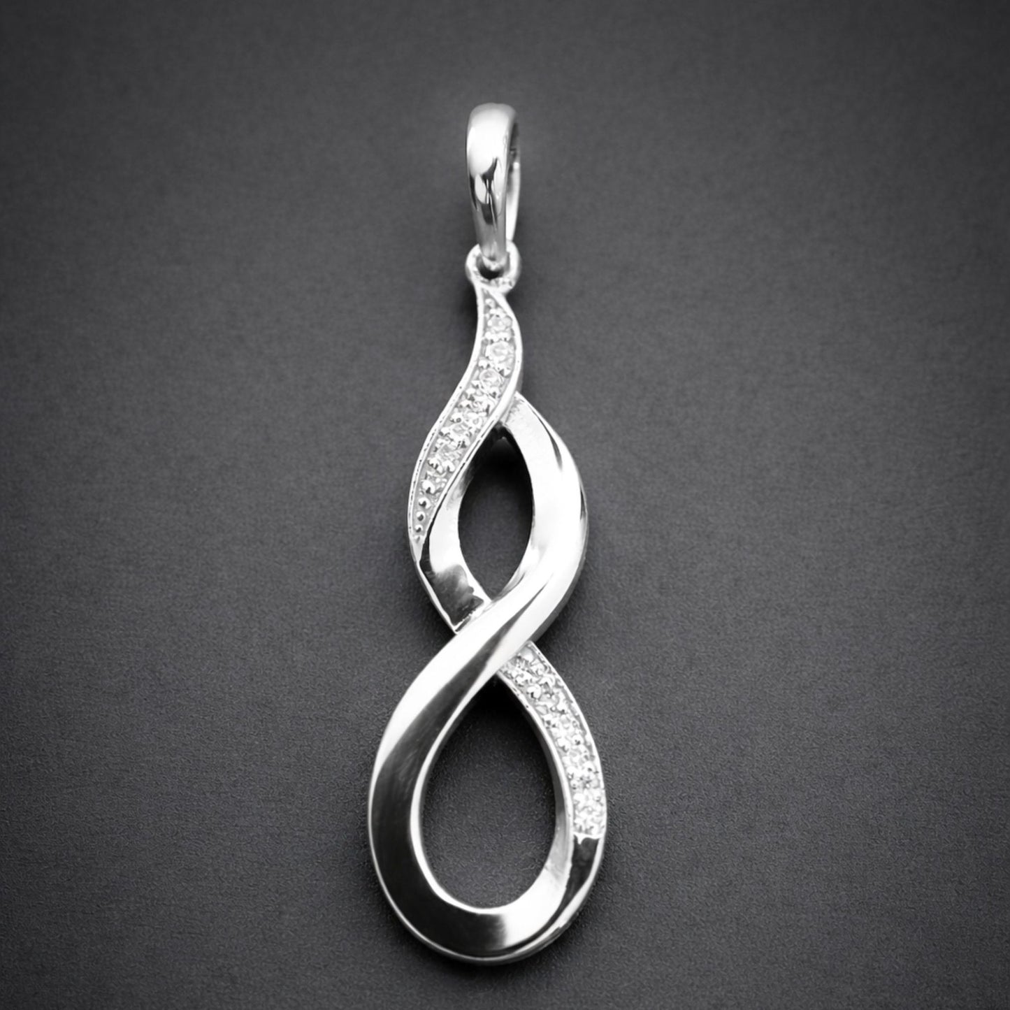 Infinity Twist Lab-Grown Diamond Pendant in Sterling Silver