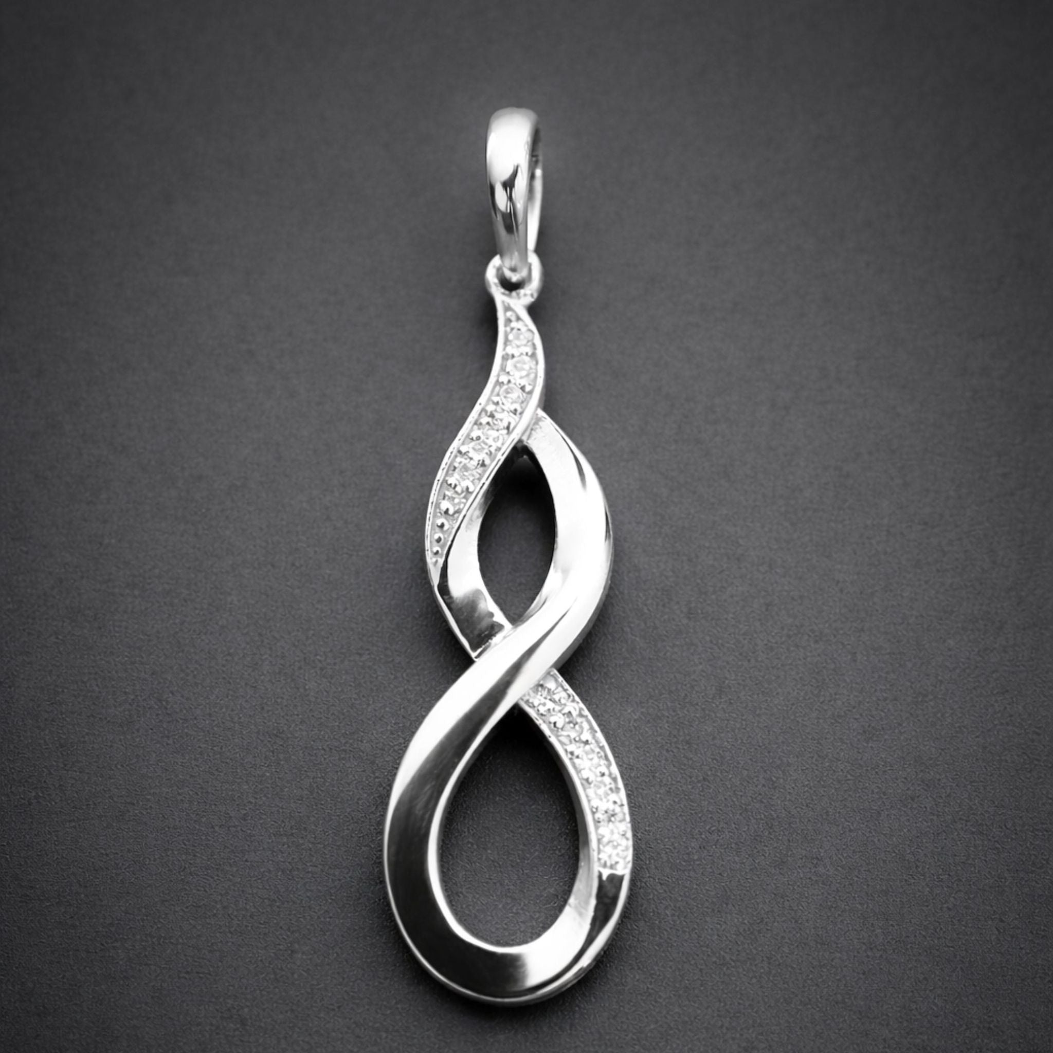 Infinity Twist Lab-Grown Diamond Pendant in Sterling Silver