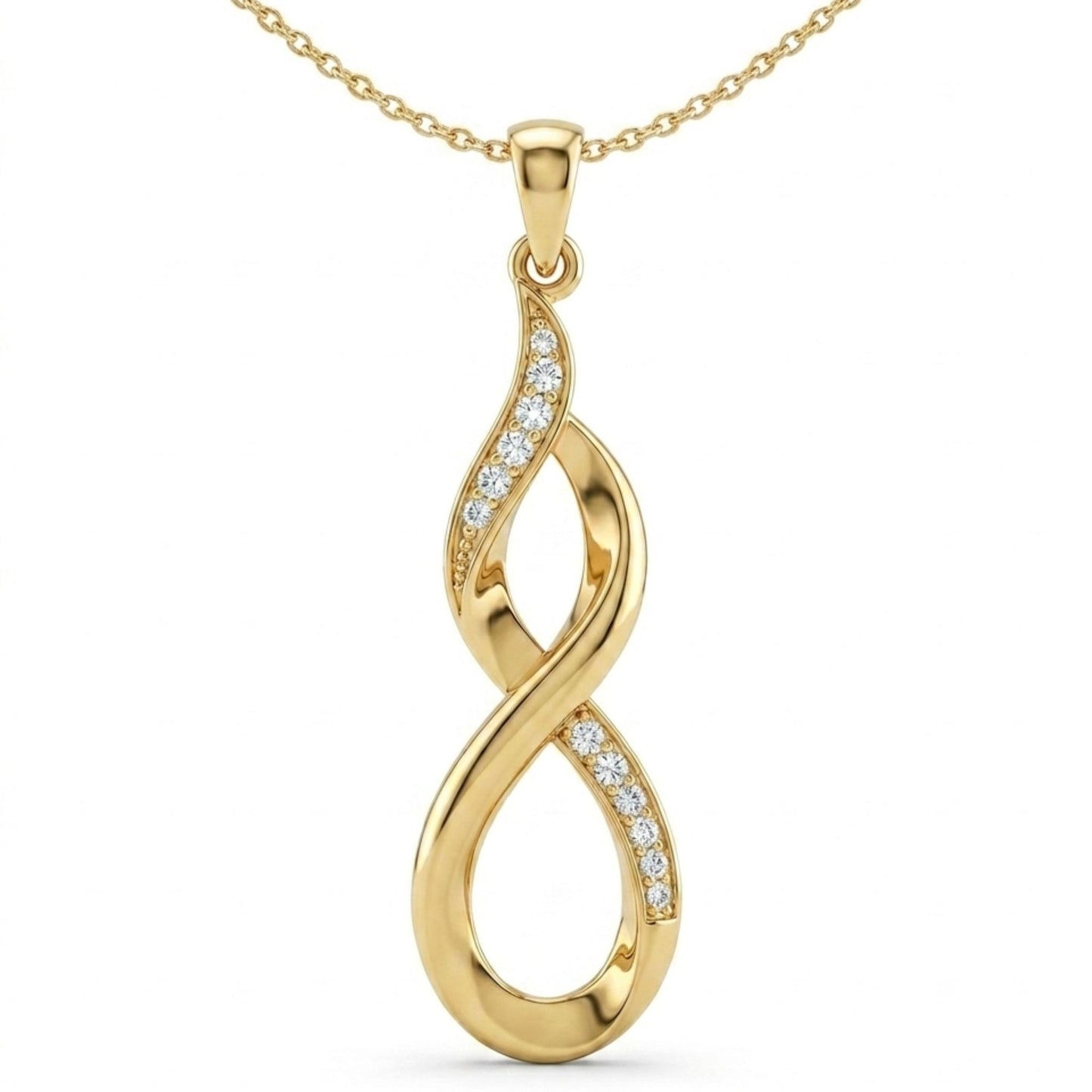 Infinity Twist Lab-Grown Diamond Pendant in Sterling Silver with Chain