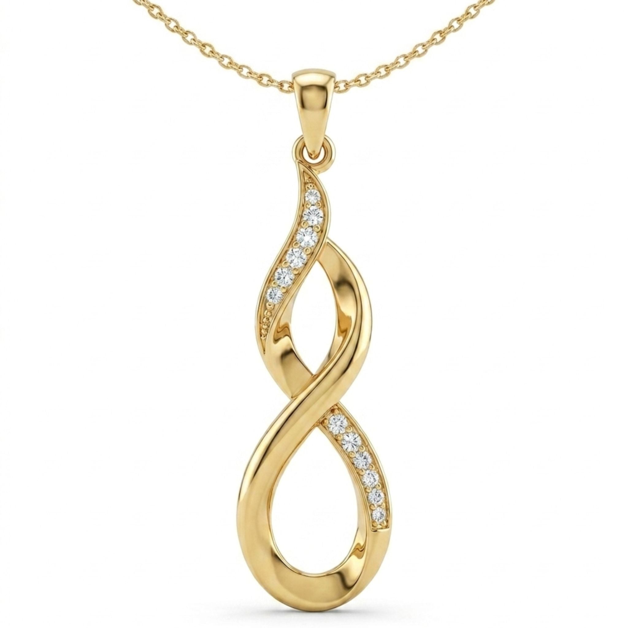 Infinity Twist Lab-Grown Diamond Pendant in Sterling Silver with Chain