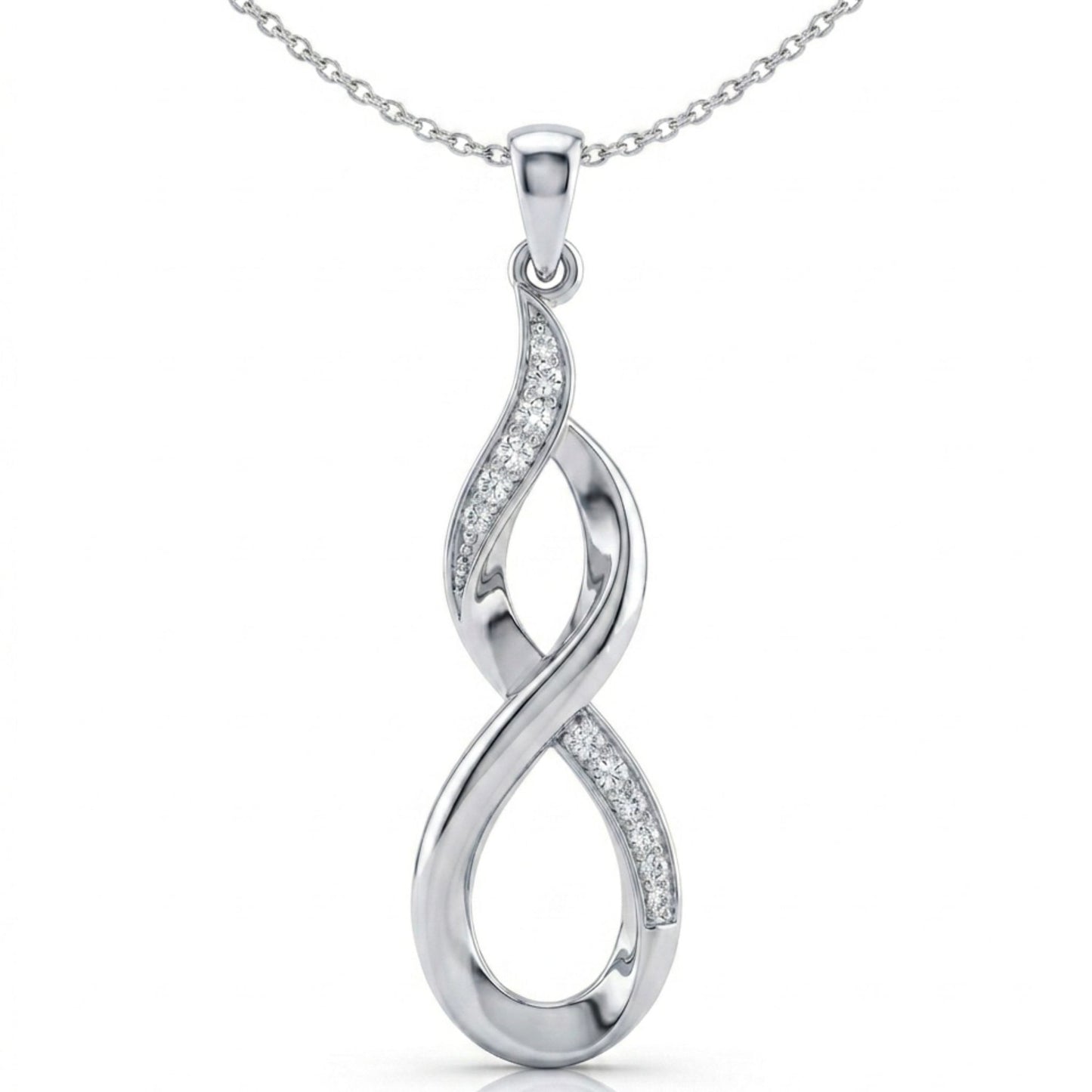 Infinity Twist Lab-Grown Diamond Pendant in Sterling Silver with Chain