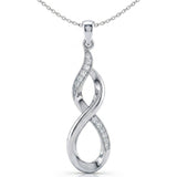 Infinity Twist Lab-Grown Diamond Pendant in Sterling Silver with Chain