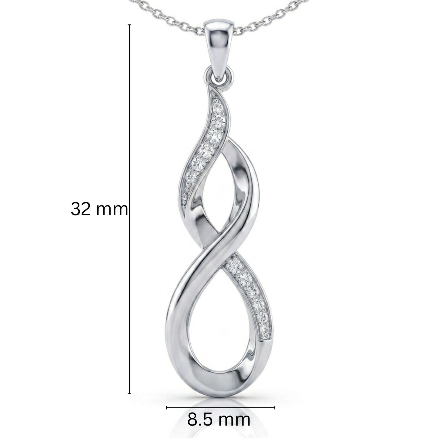 Infinity Twist Lab-Grown Diamond Pendant in Sterling Silver with Chain