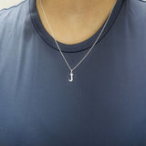 925 Sterling Silver Initial J Necklace With cubic Zirconia