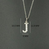 925 Sterling Silver Initial J Necklace With cubic Zirconia