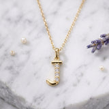 925 Sterling Silver Initial J Necklace With cubic Zirconia