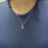 925 Sterling Silver Initial L Necklace With cubic Zirconia