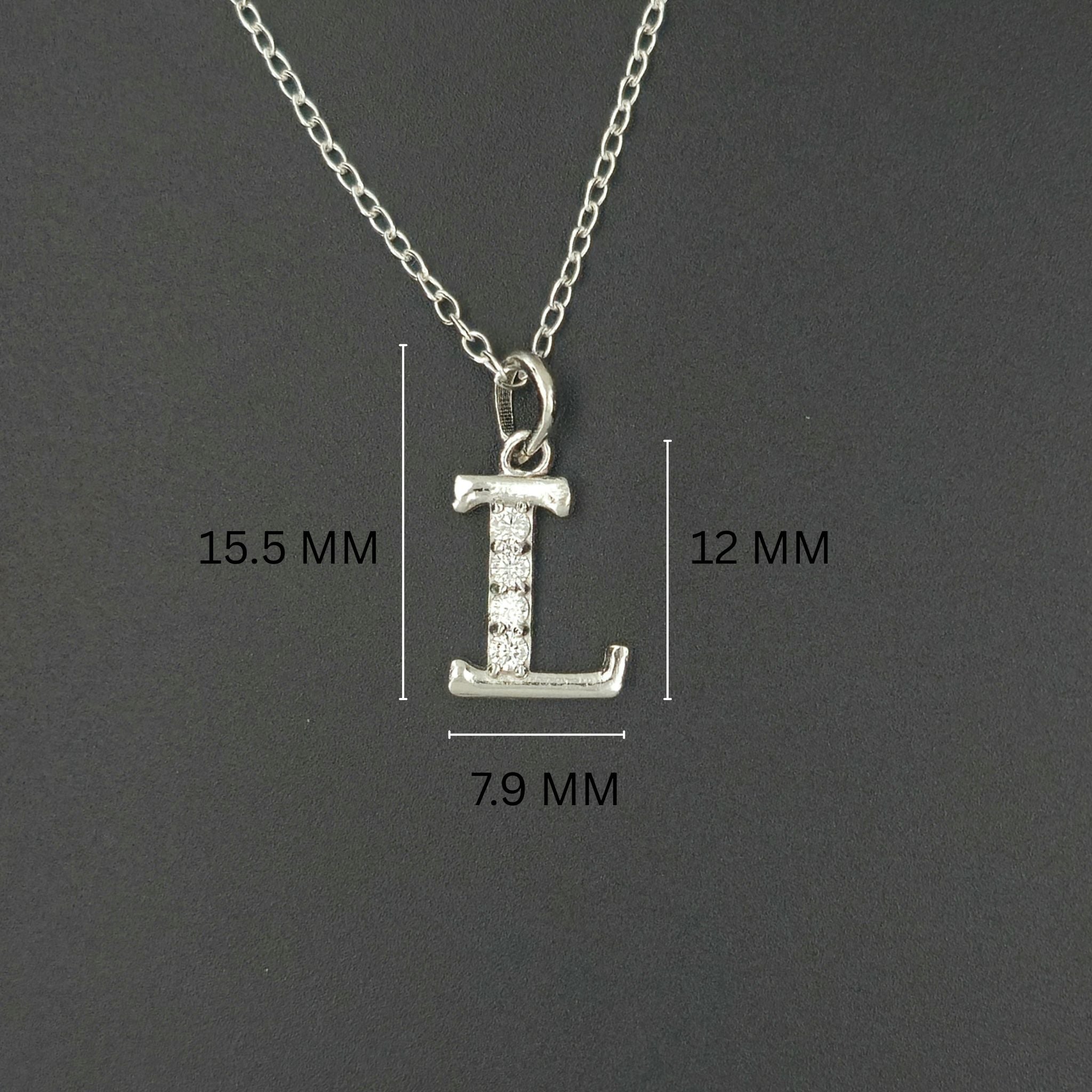 925 Sterling Silver Initial L Necklace With cubic Zirconia