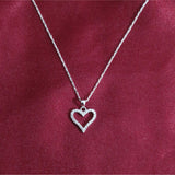 Lab Grown Diamond Open Heart Pendant Necklace in Sterling Silver