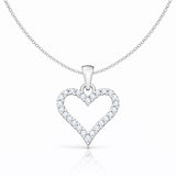 Lab Grown Diamond Open Heart Pendant Necklace in Sterling Silver