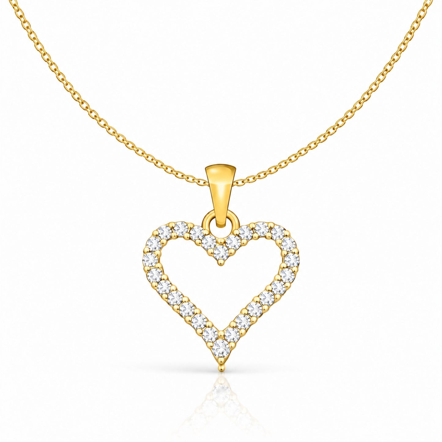 Lab Grown Diamond Open Heart Pendant Necklace in Sterling Silver