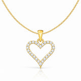 Lab Grown Diamond Open Heart Pendant Necklace in Sterling Silver