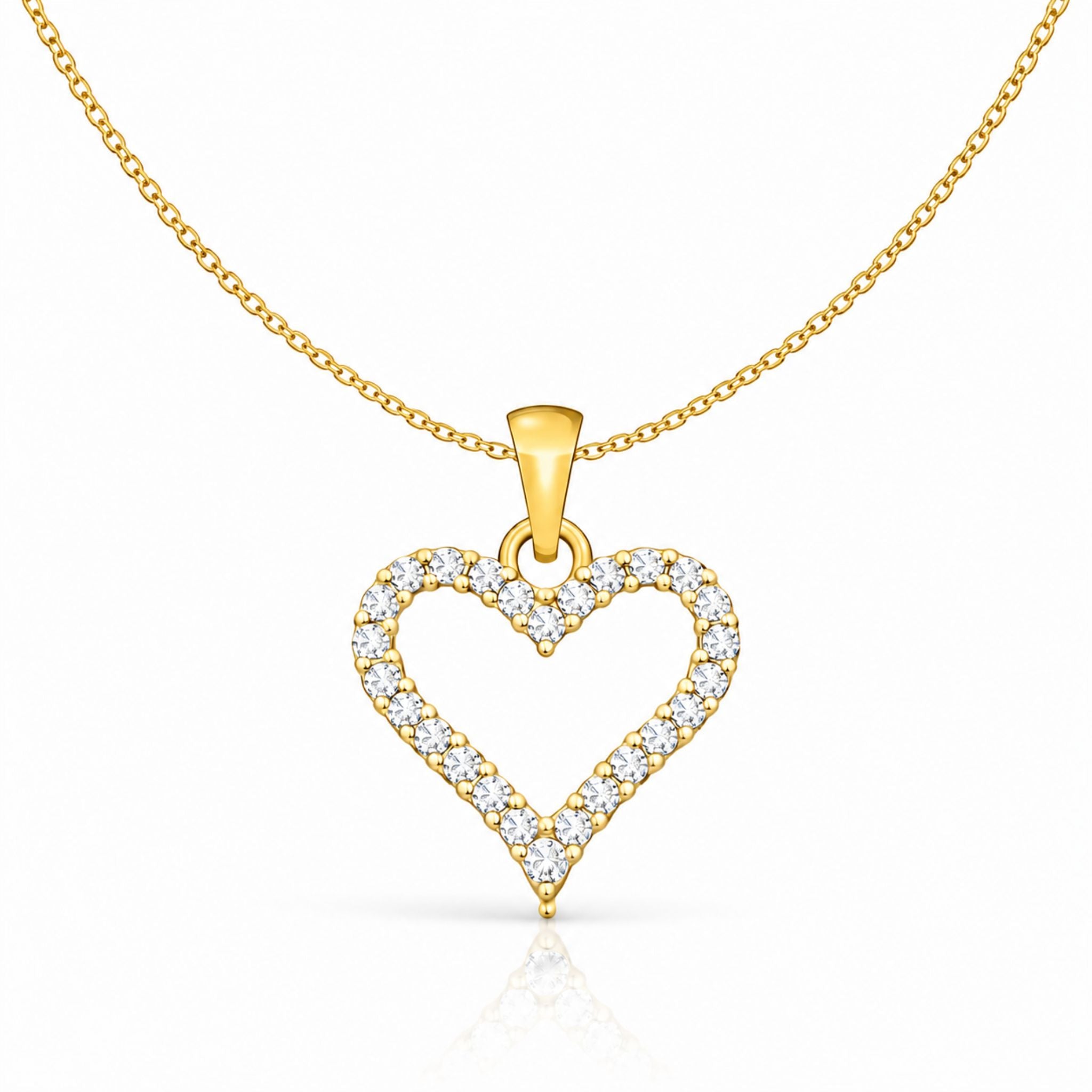 Lab Grown Diamond Open Heart Pendant Necklace in Sterling Silver