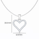 Lab Grown Diamond Open Heart Pendant Necklace in Sterling Silver with Chain